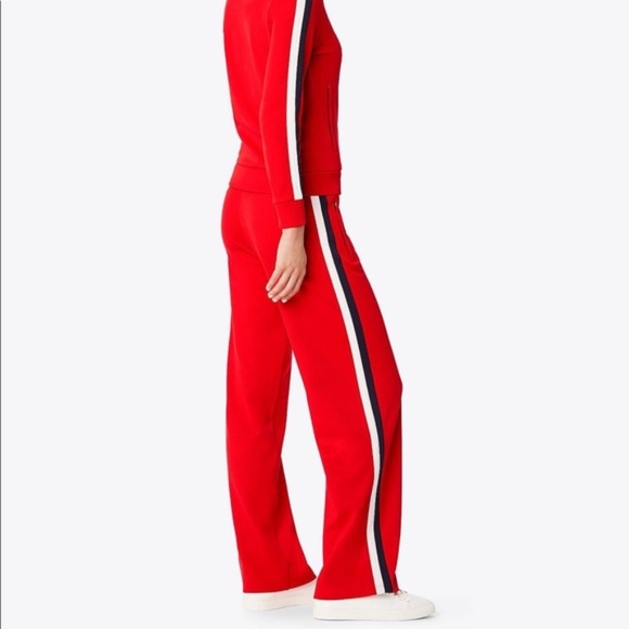 HTF TORY BURCH Sport Wide Leg Red Track Pant - Picture 1 of 6